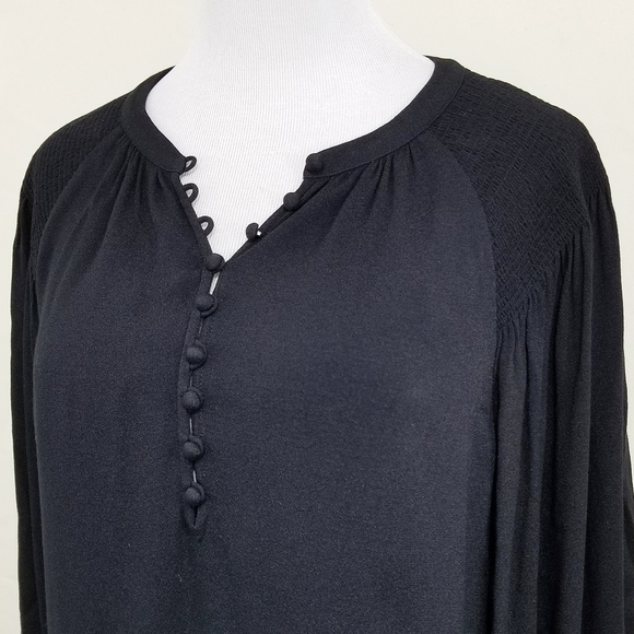 Joie Addalla blouse black crepe poet sleeves top women's size medium - Picture 6 of 8